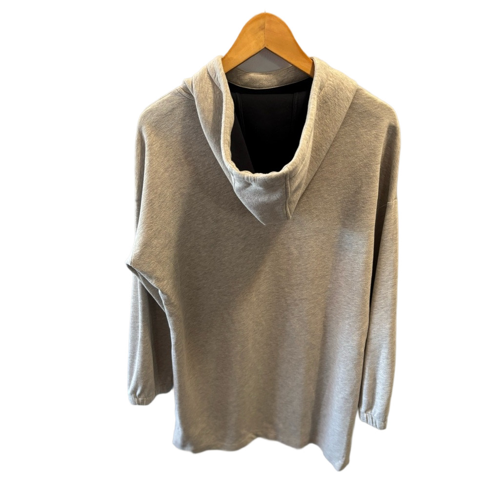 COS Scuba Hooded Dress M/L Kangaroo Pocket Grey Cream Drawstring Hood Modern - Picture 6 of 12